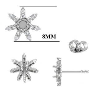 Monturas de pendientes de oro macizo de 18K con diamantes naturales en forma de estrella, para venta al por mayor - Product Image 6