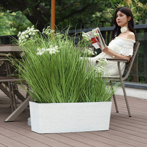 Fioriera rettangolare mobile <span class=keywords><strong>in</strong></span> resina plastica di <span class=keywords><strong>grandi</strong></span> dimensioni per balconi, cortili e giardini, ideale per la coltivazione all'aperto. - Product Image 3