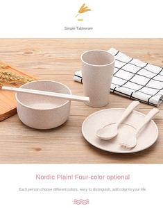 Offre Spéciale : Ensemble de 6 Couverts Portables en Paille de Blé (Fourchette, Cuillère, Baguettes) – Vaisselle Incassable en Plastique PP pour Camping - Product Image 4