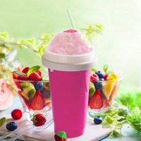 Tasse à Smoothie en Silicone réutilisable à Double pression, refroidissement rapide magique de la boue, tasse à glace avec couvercle et paille