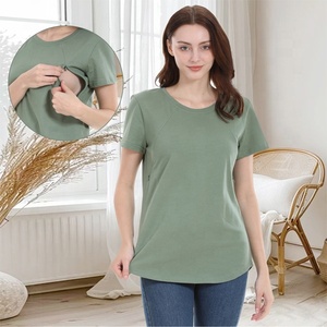 Ekouaer Lot de 3 hauts <span class=keywords><strong>d</strong></span>'<span class=keywords><strong>allaitement</strong></span> pour femmes enceintes, rayés, respirants, en polyester et élasthanne, gris, rouge vin - Product Image 3