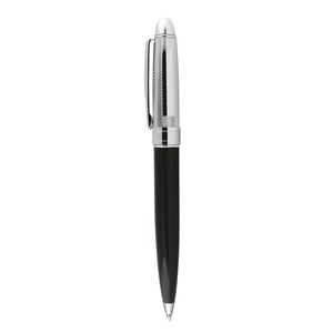 Stylo promotionnel personnalisable, corps en métal chromé noir avec pointe en plastique de 0,5 mm, stylo à bille original avec logo personnalisé - Product Image 2