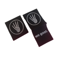 Étiquette d'entretien personnalisée pour vêtements, en PVC souple transparent, ruban de coton, étiquette tissée, motif anime, étiquette de taille pour vêtements