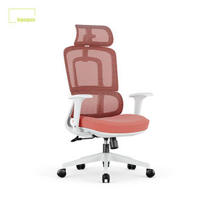 Chaises de bureau ergonomiques pivotantes KEPO rouges avec dossier en maille confortable et réglable pour le travail - Product Image 1