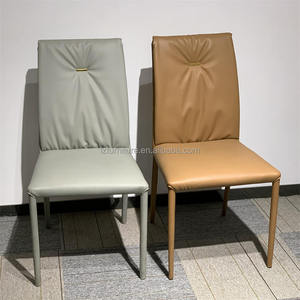 เก้าอี้ห้องอาหารหนังโลหะหนังหรูหราเก้าอี้ห้องรับประทานอาหาร - Product Image 1