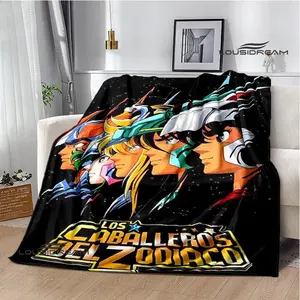 Couverture en flanelle imprimée motif <span class=keywords><strong>zodiaque</strong></span> des chevaliers, couverture chaude et douce, doublure de lit, cadeau d'anniversaire, dérivés d'anime - Product Image 6
