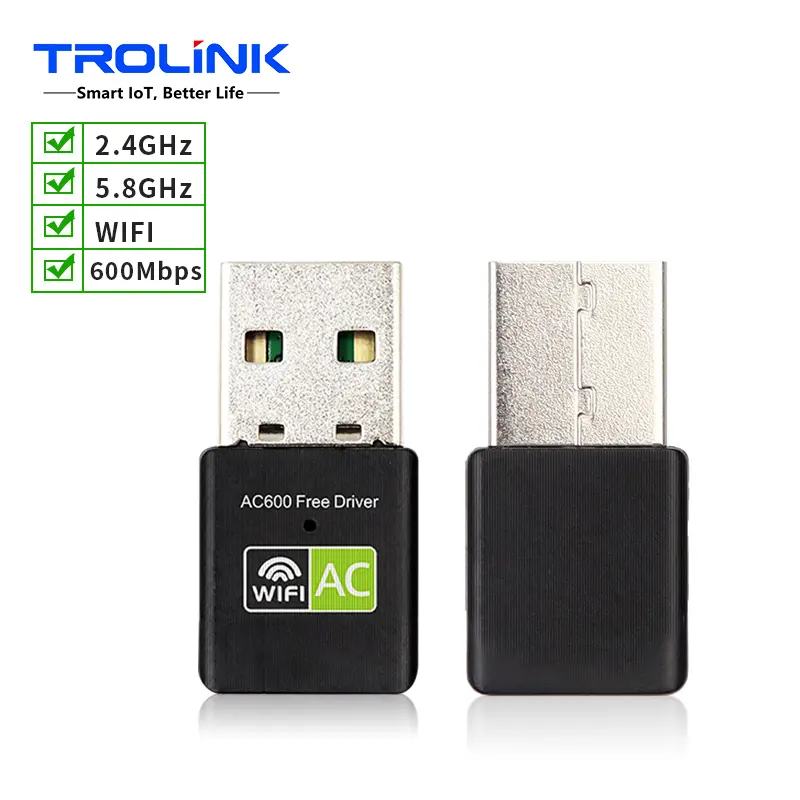 TROLINK USB 2.4Ghz 600M MT7601 מיני USB אלחוטי כרטיס רשת קטן שולחן עבודה מחשב נייד WIFI מקלט 802.11n אדום קצה