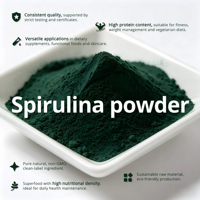 Poudre de spiruline de qualité alimentaire, extrait végétal, production éco-responsable et durable avec échantillons gratuits et emballage en bouteille