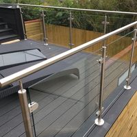 Terrasse Clôture Balustrade En Verre Tube Rond En Verre Trempé Garde-Corps Colonne Simple En Acier Inoxydable 304 Sécurité Verre Garde-Corps Poteau