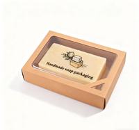 Boîte cadeau en papier kraft avec logo personnalisé, boîte d'emballage pour savon artisanal imprimée, boîte en papier écologique avec couvercle et fond, avec fenêtre