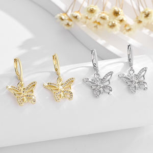 2025โรงงานขายส่งคุณภาพสูงจี้ผีเสื้อ14K ทองแดงชุบทองเพทายทองเหลืองต่างหูเครื่องประดับสตรี - Product Image 2