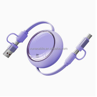 Câble de données rétractable 4-en-1 avec charge rapide 100W et double port pour iPhone et compatible avec une utilisation en voiture