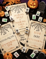 Jeu de Mahjong Américain de Voyage en Acrylique Noir Gothique pour Halloween, Tuiles Personnalisées Gravées, Édition Masters, pour Divertissement de Fête