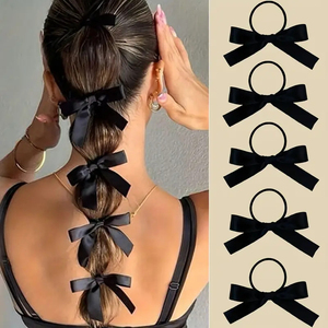 5 Pieces/Set Temperament Exquisite High Elasticity Multicolored Bowknot Hair Tie <b>Sweet</b> Vintage Women's Hair Ties Fashion Jewelry - Product Image 2