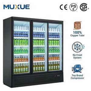 3 <strong>Glass</strong> <strong>Doors</strong> Display Upright Refrigerator Commercial Refrigerator <strong>Drinks</strong> Cooler Beverage Display <strong>Fridge</strong> Black Painting Steel - Product Image 1
