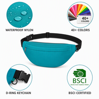 Sac banane personnalisé, sac de ceinture en nylon avec impression sur mesure, sac de hanche imperméable, vente en gros, fabricant OEM