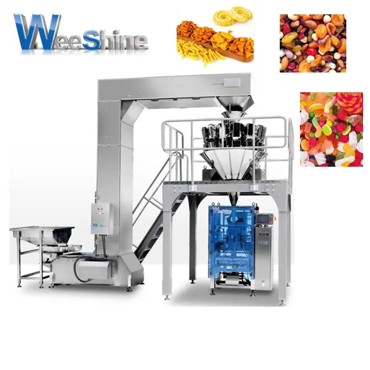 ماكينة تعبئة الحبوب الغائرة العمودية الأوتوماتيكية المستمرة متعددة الوظائف للأغذية مع شبة متعددة
