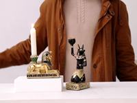 3d Gravure Crystal Vintage Egyptian Culture Bougeoirs Anubis Sphinx et Pharaon Statues Artistique Home Decoration Pieces