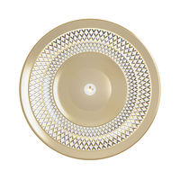 Assiettes à dîner en porcelaine fine de luxe, design géométrique doré, logo fleur à quatre feuilles, vaisselle pour la maison, les hôtels, les banquets