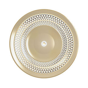 Platos de Cena de Porcelana Fina de Lujo con <span class=keywords><strong>Diseño</strong></span> Geométrico Dorado y Logotipo de Flor de Cuatro Hojas, <span class=keywords><strong>Vajilla</strong></span> para Hogar, Hoteles y Banquetes - Product Image 1