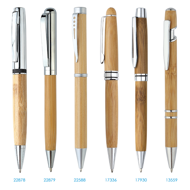 Bamboo Wooden Retractable Ballpoint Pen Engraved