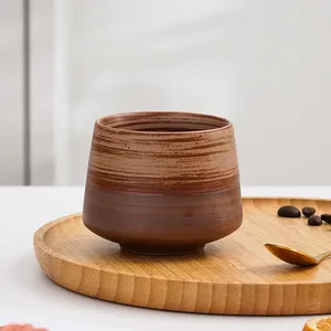 High Quality Retro Coarse Pottery Cups Custom Logo Arabic Style Handhold Ceramic Tumbler Espresso Coffee Water Tea Mug