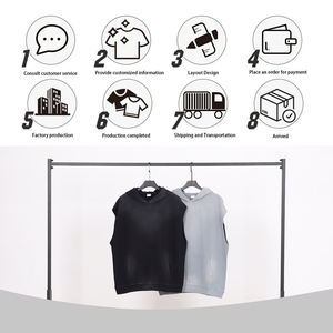 Sudadera con capucha vintage para hombre, sin mangas, talla XXL, 400g, 100% algodón, con bajo sin rematar y teñido efecto jet, estilo urbano, para otoño - Product Image 5