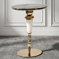 Table d'appoint ronde de luxe, design moderne, en acier inoxydable et marbre naturel, pour villa, manoir, projet de designer