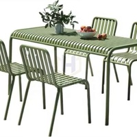 Vente en gros d'usine de table à manger nordique moderne en métal avec chaise et terrasse ensemble de table de pique-nique en plein air