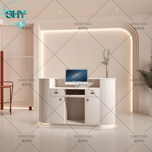 Hot <strong>pink</strong> High Quality Cosmetic Display Cabinet Hot Selling Reception Desk Counter <strong>Beauty</strong> <strong>Salon</strong> for Perfume Counter Display - Product Image 6