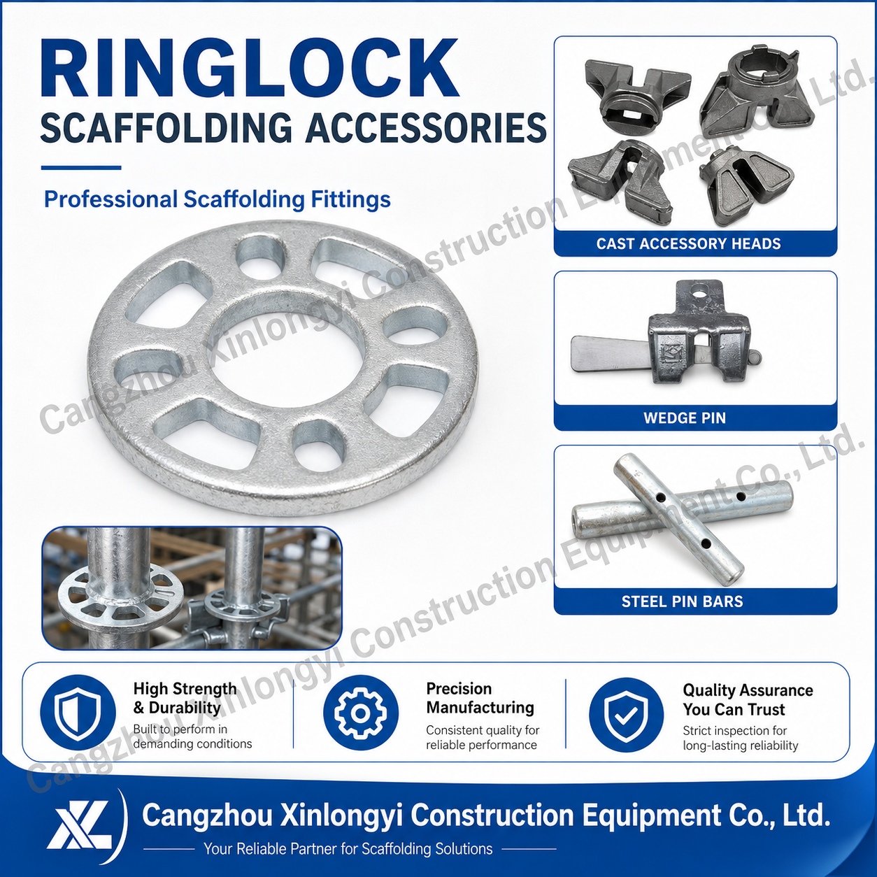 High Quality Silver Steel Flexible High-Strength Customizable Ringlock Scaffolding Accessories for Office Building · image 1