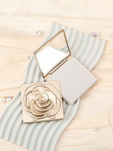 Portable Square 3D Rose Floral Cosmetic <b>Compact</b> <b>Mirror</b> Dual HD Glass Lens Folding Handbag Vanity <b>Mirror</b> Wholesale Custom Logo - Product Image 2