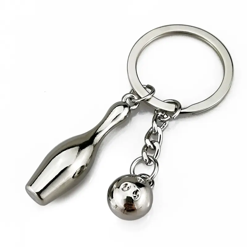 M576 Design Silver Luxury sports Keychains Key Chain Car Key Ring Bowling chain silver pendant For Man Women Gift wholesale