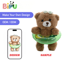 Porte-clés en peluche BIPU personnalisé en usine, mini-ours en peluche doux avec lunettes de natation, rembourré en coton PP