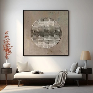 Peinture abstraite texturée beige aux tons terreux Wabi Sabi sur toile, décoration murale pour la maison et la galerie - Product Image 2