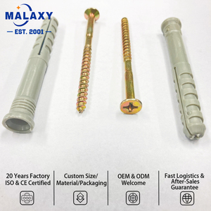 Cheville d'expansion en plastique Malaxy avec vis en nylon et vis en zinc pour cloisons sèches, maçonnerie, béton et blocs creux - Product Image 3