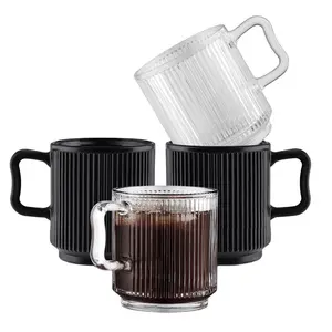 Emode Retro 독특한 피리 빈티지 안경 컵 커피, 차 또는 모던 바 종이 접기 스타일 유리 컵