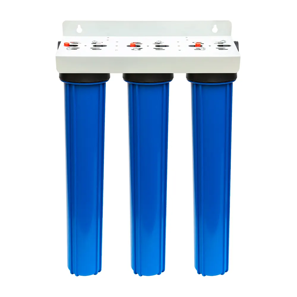 Yang rumah 3 Tahap 20 inci biru besar Slimline Filter perumahan Jumbo Triple Filter air karbon aktif mesin pemurni air