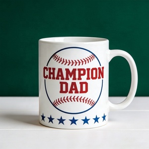 Taza de Cerámica Personalizada para Papá Amante del Béisbol - Taza Deportiva de 11 oz 'Champion Dad', Regalo Personalizado para <span class=keywords><strong>el</strong></span> Día del Padre y Amantes del Béisbol - Product Image 1