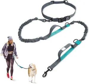 Tragbare reflektierende Leine Traktion sseil Haustier Hund Lauf gürtel Elastische Hände Frei Joggen Pull Dog Leash Metall D-Ring Leinen