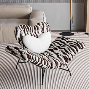 เก้าอี้เลานจ์พิมพ์ลายม้าลายที่ทันสมัยสำหรับห้องนั่งเล่นเฟอร์นิเจอร์แปลงสภาพสะดวกสบายขาตั้งโลหะสำหรับห้องนอนใช้ในอพาร์ตเมนต์ - Product Image 3