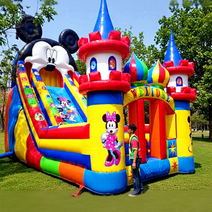 Mini château gonflable de glissière d'eau de videur de PVC commercial enfants extérieurs sautant le château plein d'entrain avec le ventilateur - Product Image 1