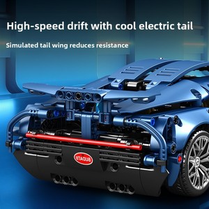 Nouveauté - Kit de modélisme DIY de difficulté élevée - Briques 1:14 - <span class=keywords><strong>Bugatti</strong></span> bleu - Édition dynamique - Ensemble de blocs de construction de voitures jouets pour enfants - Product Image 4