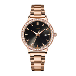 Reloj de lujo para mujer de acero inoxidable con calendario, resistente al agua, de alta gama, con movimiento de cuarzo. - Product Image 3