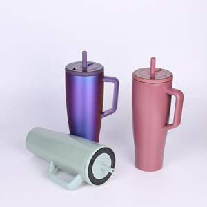 Taza recomendada de acero inoxidable de gran capacidad con tapa y pajita <span class=keywords><strong>para</strong></span> oficina y estudio - Product Image 2