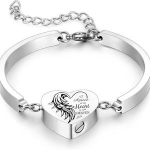 Pulsera <span class=keywords><strong>de</strong></span> urna conmemorativa para cenizas, con bisagras, en oro rosa y negro, grabable, ajustable, joyería <span class=keywords><strong>de</strong></span> recuerdo - Product Image 1