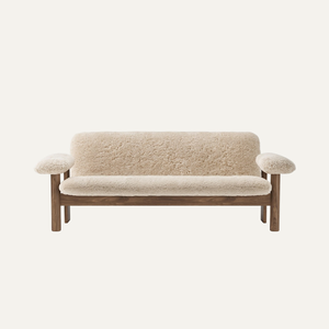 Canapé de salon intérieur en teck massif de luxe, deux places, design minimaliste, écologique et durable, avec revêtement en tissu confortable - Product Image 1