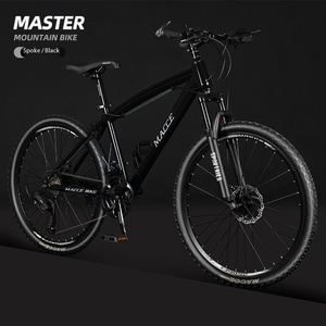 Vélo de montagne pour adulte en acier carbone noir mat, freins à disque doubles, roues de 26 pouces, fourche à suspension avant pour descente/hors route/gravier - Product Image 1