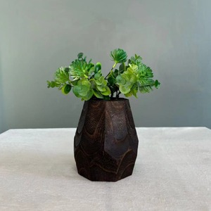 Jarrón Octagonal de Madera con Acabado Carbonizado, Diseño Rústico, Decorativo para Hogar u Oficina, para Arreglos Florales, Estilo Interior Moderno - Product Image 3