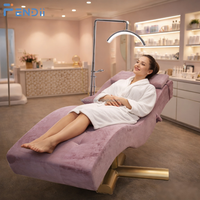 Lit Courbé Professionnel et Moderne pour Extensions de Cils et Soins Cosmétiques en Salon de Beauté